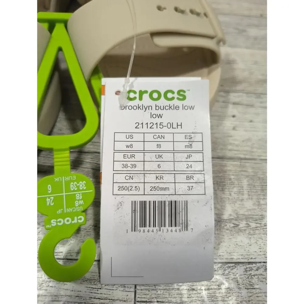 Crocs Brooklyn Buckle Low Low Women's Size 8 Beige Slide Sandals New Tagged - Picture 2 of 10